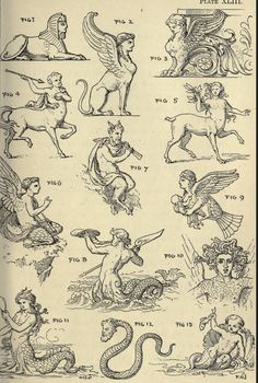 an old book with many different types of animals and people on it's pages