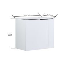 an image of a white cabinet with measurements