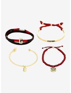 Harry Potter Gryffindor Bracelet Set Gryffindor Bracelet, Culture Outfits, Gryffindor Pride, Harry Potter Accessories, Harry Style, Hogwarts Crest, Harry Potter Gryffindor, Her Universe, Gold Bracelet Cuff