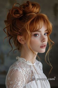 Prom Hairstyle Ideas, Dramatic Hair, Edgy Pixie Cuts, Prom Hairstyle, Romantic Curls, Romantic Updo, Penteado Cabelo Curto, Sleek Ponytail, Redhead Girl