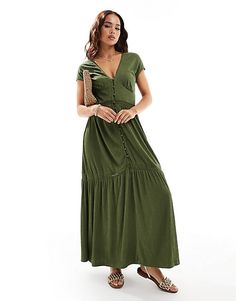 ASOS DESIGN v neck with cap sleeves with lace inserts maxi dress in olive | ASOS Green V-neck Maxi Dress With Button Closure, Solid Maxi Dress With Button Closure, Maxi Dress With Button Closure, Solid V-neck Midi Dress With Button Closure, Solid V-neck Dress With Buttons, Elegant V-neck Maxi Dress With Button Closure, Green Maxi Dress With Button Closure, Short Sleeve Maxi Dress With Button Closure, Green V-neck Dress With Buttons