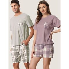 Tips: This is not a combo order, Each set of these matching pajama sets is sold separately. Plaid pajamas for Couples feature a round neck design, with plaid shorts. Pajama shorts with an elastic waistband to adjust the waist at will. The lounge pajama set for couples features two large side pockets, allowing you to carry your cell phone or other handheld items with your hands-free. Couples pajama sets are made of soft and comfy fabric, which is breathable, comfortable, and lightweight. Soft paj Cheap Plaid Pajama Shorts For Loungewear, Short Pajama Set Plaid, Pajamas For Couples, Plaid Pajama Shorts With Elastic Waistband, Couples Pajamas, Wedding Pajamas, Matching Pajama Sets, Pajama Shorts Plaid, Plaid Cotton Sleepwear For Bedtime