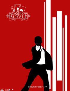 the poster for casino royale shows a man in a suit and tie holding a cell phone to his ear