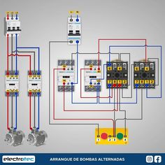 an electrical wiring diagram with three different types of switches and two other devices, including the control