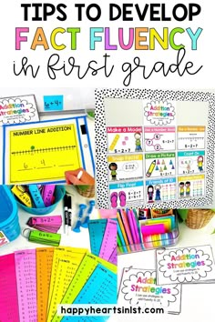 Addition Fact Fluency in First Grade First Step Teach Addition Strategies to help students be flexible problem solvers 1st Grade Classroom Activities, Teaching Addition And Subtraction, Teaching Addition First Grade, Math Fluency First Grade, Fluency Folders First Grade, Math Enrichment 1st Grade, 1st Grade Math Centers Free, Must Do May Do First Grade