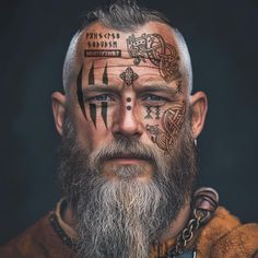 an old man with tattoos on his face