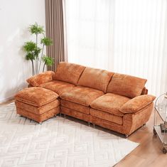 Modern Deep 3-Seat Sofa Couch with Ottoman Sectional Sofa Modern, Oversized Sectional Sofa, Sofa Cloud, Oversized Couch, Cloud Couch, Upholstery Sofa, Sofa With Ottoman, Couch For Living Room, Living Room Furniture Styles