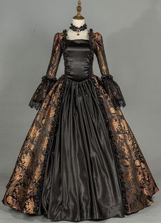 Renaissance Colonial Antique Floral Brocade Gothic Victorian Dress Theater Clothing for Halloween Baroque Historical Dress For Costume Party, Historical Baroque Costume Dress, Historical Baroque Style Dress, Vintage Long Sleeve Medieval Dress For Costume Party, Vintage Medieval Dress For Halloween, Baroque Victorian Dress For Costume And Medieval Festivals, Baroque Victorian Dress For Costume Parties And Medieval Festivals, Baroque Victorian Dress Costume, Vintage Medieval Dress For Theater