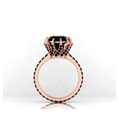 2ct Round Black Moissanite 14K Rose Gold Ring Black Stone Engagement Ring, Rose Gold Black Diamond Ring, Gold Black Diamond Ring, Celebrity Rings, Halo Wedding Set, Lab Black, Rose Gold Black Diamond, Blood Diamond, Cvd Diamond