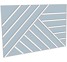 the diagonal pattern is shown in blue and white, with lines drawn across each side