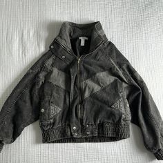 Charcoal Colored Patterned Bomber Jacket. Never Worn. Perfect Condition. Forever 21 Long Sleeve Outerwear For Streetwear, Edgy Spring Outerwear From Forever 21, Forever 21 Trendy Black Outerwear, Trendy Black Forever 21 Outerwear, Forever 21 Fall Streetwear Outerwear, Forever 21 Jacket, Bomber Jackets, Charcoal Color, Forever 21