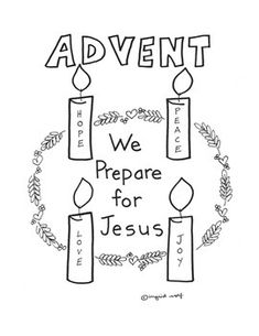 a coloring page with candles and the words, we prepare for jesus