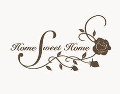 the home sweet home logo is shown on a green background with red roses and leaves