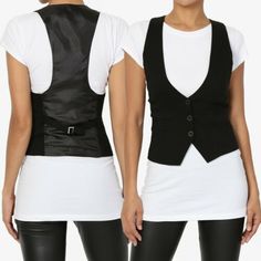 Fitted Casual Outerwear For Cosplay, Fitted Outerwear For Cosplay In Spring, Fitted Vest For Fall, Trendy Fitted Outerwear For Cosplay, Trendy Fitted Vest For Workwear, Fitted Cotton Vest Outerwear, Casual Fitted Party Vest, Fitted Vest For Cosplay In Fall, Fitted Winter Vest With Pockets