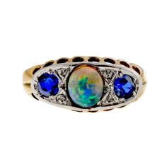 Vintage 1940 Semi Black Opal Sapphire .60ct 18k Yellow Gold Platinum Ring | eBay.. Art Deco Multi-stone Oval Sapphire Ring, Art Deco Oval Multi-stone Sapphire Ring, Vintage Formal Three Stone Birthstone Ring, Art Deco Multi-stone Rings For Anniversary, Art Deco Multi-stone Anniversary Rings, Classic Multi-stone Opal Ring, Vintage Multi-stone Oval Sapphire Ring, Vintage Oval Multi-stone Sapphire Ring, Classic Multi-stone Diamond Ring Collectible