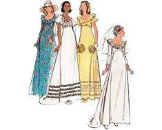 70s Wedding Gown Pattern, Bridesmaid Dress Pattern, Butterick 5746 - UNCUT Wedding Gown Patterns, Bridal Sewing Patterns, 70s Wedding Dress, Wedding Dress Sewing Patterns, Patterned Bridesmaid Dresses, 1970s Wedding Dress, Butterick Dress Patterns, 1970s Wedding, Boho Style Wedding Dress