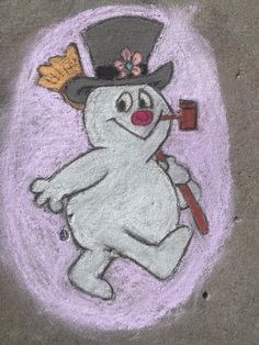 Christmas Sidewalk Chalk Art, Chalk Snowman, Chalk Art Christmas, Chalk Designs, Side Walk, Christmas Sides, Chalk Design