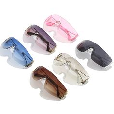 Enhance your style with our Y2K Baddie Sunglasses, suitable for all face shapes including round, long, square, oval, small, and big. Our lenses have a MIRROR, gradient, and UV400 optical attributes made from high-quality plastic. These sunglasses have a lens width of 70mm and a lens height of 39mm, making them the perfect eyewear for anyone. Our frames are crafted with durable alloy material and proudly bear the HBK brand name. Upgrade your fashion game with our Y2K Baddie Sunglasses today! Baddie Sunglasses, Frameless Sunglasses, Name Style, Y2k Baddie, Flat Top Sunglasses, Y2k Sunglasses, Fashion Y2k, Square Faces, Sports Sunglasses