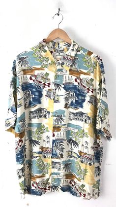 "-Description- >colorful island resort print men's hawaiian shirt >button front >collared >button close pocket on the front >mens XL >awesome print! >condition: great >color(s): multi >fabric(s): 100 rayon >brand: preswick & moore >care: machine wash -Measurements- >size: XL ✩ all measurements are taken with the item laying flat & some sizes are estimates so please check measurements ✩ chest: 50\" / 127cm length: 31\" / 78cm shoulder to sleeve end: 11\ Multicolor Short Sleeve Hawaiian Shirt For Vacation, Beach Multicolor Print Collared Shirt, Multicolor Print Collared Beach Shirt, Multicolor Printed Summer Hawaiian Shirt, Collared Hawaiian Shirt With Graphic Print For Vacation, Multicolor Collared Hawaiian Shirt For Vacation, Multicolor Collared Hawaiian Shirt For Beach Season, Multicolor Printed Hawaiian Shirt For Beach, Printed Collared Hawaiian Shirt For Beach Season