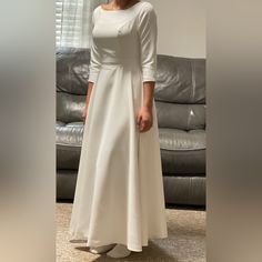 I Bought This Dress For $300 And Had It Shortened For My Baptism. I’m 5’2” For Comparison With Length. Worn Once Elegant A-line Confirmation Dress, Elegant Fitted Dress For Confirmation, Elegant Fitted Confirmation Dress, Fitted Long Sleeve Gown For Confirmation, Fitted Gown For Confirmation With Long Sleeves, Elegant Long Sleeve Fitted Baptism Dress, Solid Fitted Dress For First Communion, Elegant Fitted Long Sleeve Baptism Dress, Elegant White Long Sleeve Baptism Dress