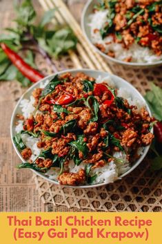 thai basil chicken recipe easy goi pad krapow with rice and vegetables