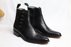 Unique Handmade Leather Boots on Storenvy Leather Cap Toe Formal Boots, Formal Leather Cap Toe Boots, Formal Leather Cap Toe Chelsea Boots, Goodyear Welted Leather Office Boots, Leather Cap Toe Chelsea Boots For Formal Occasions, Leather Chelsea Boots With Snip Toe, Leather Cap Toe Office Boots, Leather Cap Toe Boots For Office, Leather Chelsea Boots With Pointed Toe For Office