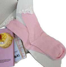 Cute Lace Trim Socks For Spring, Cute Ruffled Socks For Spring, Pink Sweet Socks For Spring, Pink Ruffled Socks For Spring, Cute Cotton Socks For Spring, Cute Pink Ruffled Socks, Trendy Ruffled Socks For Spring, Cute Pink Spring Socks, Trendy Pink Knee-high Socks For Spring