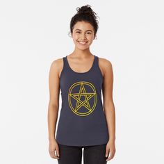 Get my art printed on awesome products. Support me at Redbubble #RBandME: https://www.redbubble.com/i/tank-top/Gold-Pentacle-by-Aggyro93/46847976.PQIVH?asc=u Top Light, Tank Top Designs, Racerback Tank Top, Chiffon Tops, Racerback Tank, Athletic Tank Tops, Light Blue