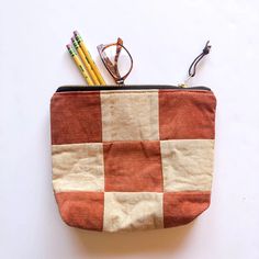 Checkered Bag Patchwork Zipper Pouch Corduroy Make up Bag - Etsy Zipper Sewing Projects, Patchwork Zipper Pouch, Brown Cotton Canvas Bag With Zipper Closure, Gingham Bags With Zipper Pouch For Daily Use, Daily Use Gingham Bags With Zipper Pouch, Brown Canvas Bag With Zipper Pouch, Sewn Gifts, Back To School Items, Checkered Bag