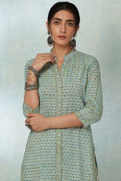 Kurta For Women, Fancy Tops, Cotton Kurta, Blue Block, Buy Handmade