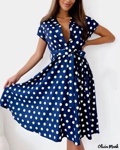 Olivia Mark - Polka Dot Button Front Dress Work Dresses 2023, Polka Dot Decor, Dot Print Dress, Work Dresses, Chic Type, Dresses 2023, Button Front Dress, Online Fashion Stores, Polka Dot Print