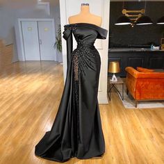 Open shoulder Black Pearls Evening Dress Mermaid Prom Dress Black Dress Wedding, Mermaid Gown Prom, Black Prom Dress, Ball Gowns Evening, Black Prom, فستان سهرة, Mermaid Evening Dresses, Evening Dresses Elegant, Slim Dresses