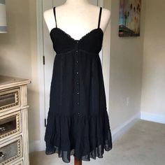 Brand New Dressy Black Midi Summer Dress, Mall Goth Dress, Guess Black Dress, Black Babydoll Dress, Black Cotton Dress, Sleepy Girl, Black Babydoll, Simple Black Dress, Goth Dress