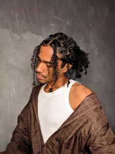 Afro To Braids Men, Braids For Black Women Masc, Male Black Hairstyles Braids, Corn Rows Man, Men Boho Braids, Braids For Mixed Men, Black Male Hairstyles Long, Men’s Afro Hairstyles, Masc Braids