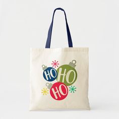 Ho Ho Ho Festive Christmas Xmas Modern Tote Bag Color: Natural and Navy. Gender: unisex. Age Group: adult. Christmas Totes Diy, Christmas Tote Bag Ideas, Christmas Tote Bags Diy, Christmas Bag Ideas, Bells Drawing, Holiday Shirt Ideas, Handpainted Tote Bags, Crafting Table, Holiday Canvas