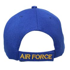 the air force hat is blue and gold