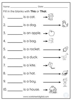 Demonstrative Pronouns - Worksheet Digital Grade 1 English Worksheets For Kids, Ukg Worksheet, Singular Noun, Demonstrative Pronouns, Worksheets For Class 1, English Grammar Exercises