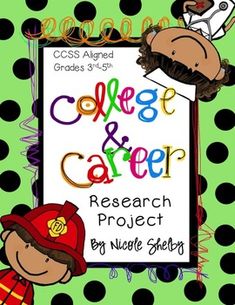 a book cover for college and career research project by walter selig, grade 4 - 5