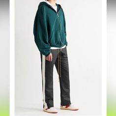 Rhude's 'Collegiate' Track Pants Are Named For The Wide Varsity Stripe That Runs Along Each Leg. They're Cut From Breathable Linen And Silk-Blend That Has A Subtle Luster And Fitted With Drawstring Ties At The Elasticated Waistband For Comfort. Collegiate Track Pant Self: 60% Hemp 40% Silk Contrast Partial Nordstrom Tag Nwot Will Be Marked As Nwt For Exposure. Buyer Accepts Item As Is. Item Is Unworn And In Original Condition Unless Otherwise Stated. Bin Dc-1205 Track Pant, Black Xs, Striped Linen, Track Pants, Black Pants, Mens Pants, Track, Nordstrom, Stripes