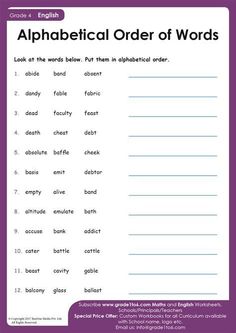 an alphabet order of words worksheet with purple background and white writing on it