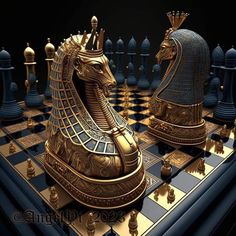 an image of a golden chess set