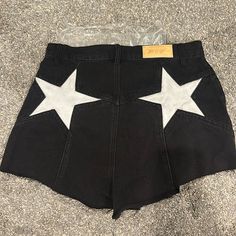 Nasty Gal Denim Star Bum Mom Shorts Black New With Tags Never Worn Trendy Cotton Jean Shorts With Star Print, High Rise Cotton Bottoms With Star Print, Cotton Bottoms With Star Print, Short Length, Cotton Bottoms With Star Print And Short Length, Black Star Print Bottoms For Night Out, High Waist Jean Shorts With Star Print For Summer, Cotton Bottoms With Star Print In Short Length, Trendy High Rise Bottoms With Star Print, High Waist Star Print Summer Jeans