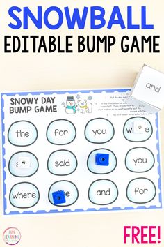 a snowball bump game is shown with the words snowball and an empty box