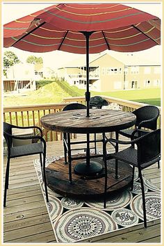 Patio Umbrellas - Accept how smart consumers are really experiencing without drowning in all the products available. Click and find out IMMEDIATELY! Diy Outdoor Coffee Table, Cable Spool Furniture, Best Patio Umbrella, Table With Umbrella, Spool Tables, Wood Spool, Outdoor Coffee Table