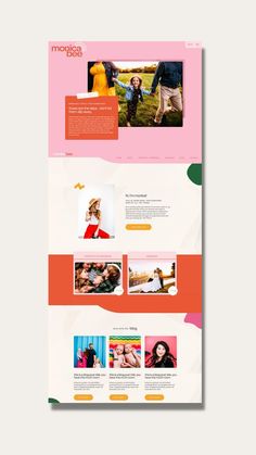 the website design is designed to look like it has many different colors and shapes, including pink