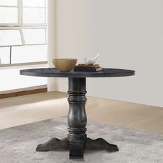 Wooden Round Dining Table With Heavy Pedestal Feet, Weathered Gray By Casagear Home Wooden Round Dining Table, Round Wooden Dining Table, Design Dining Table, High Dining Table, Round Table Top, Round Top, Table Seating, Kitchen Chairs, Dining Room Sets