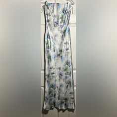 Bec And Bridge Moondance Watercolor Floral Strapless Satin Maxi Dress. Low Cowl Back. True To Size. Au 8/Us 4. Never Worn (New With Tags) Strapless Silk Maxi Dress For Summer, Summer Maxi Dress With Fitted Bodice In Blue, Blue Maxi Dress With Fitted Bodice For Summer, Summer Silk Strapless Maxi Dress, Fitted Silk Strapless Dress For Spring, Spring Strapless Fitted Floor-length Dress, Fitted Strapless Floor-length Dress For Spring, Moonlight Dress, Bridge Dress