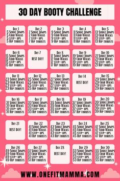 30 Day Challenges, 30 Day Workout Plan, Month Workout Challenge, Bum Workout, Workout List, Month Workout, Body Workout Plan