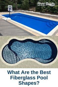 an above ground swimming pool with the words what are the best fiberglass pool shapes?