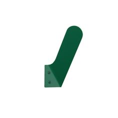 a green metal object on a white background with clipping for the letter v to be cut out